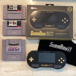 SNES Supaboy Black Gold Handheld Console Plays Nintendo Super NES Famicom